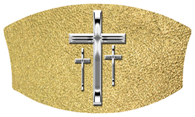 DNSWILL 517 SL SH GD Silver 3 Crosses Shimmer Gold Background